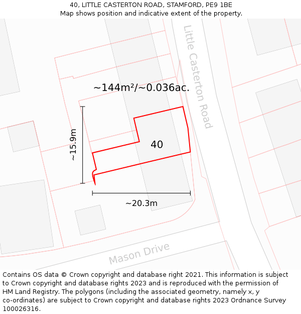 40, LITTLE CASTERTON ROAD, STAMFORD, PE9 1BE: Plot and title map