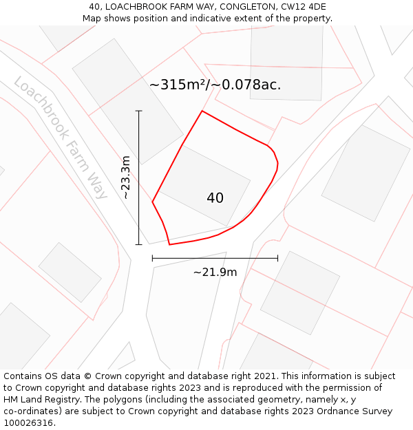 40, LOACHBROOK FARM WAY, CONGLETON, CW12 4DE: Plot and title map