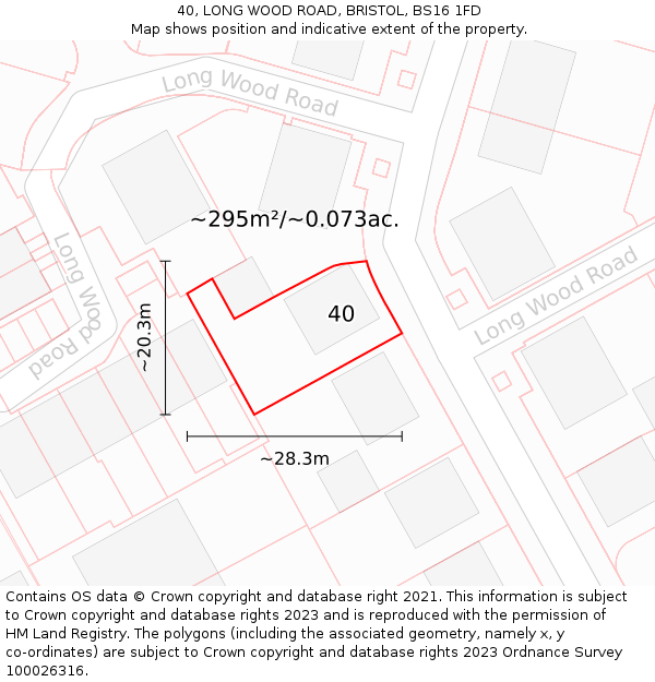 40, LONG WOOD ROAD, BRISTOL, BS16 1FD: Plot and title map