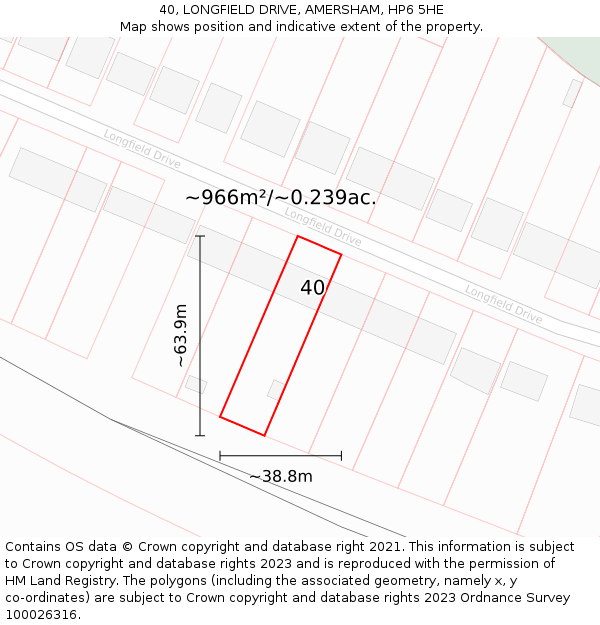 40, LONGFIELD DRIVE, AMERSHAM, HP6 5HE: Plot and title map