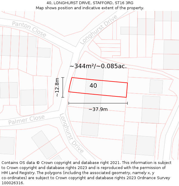 40, LONGHURST DRIVE, STAFFORD, ST16 3RG: Plot and title map