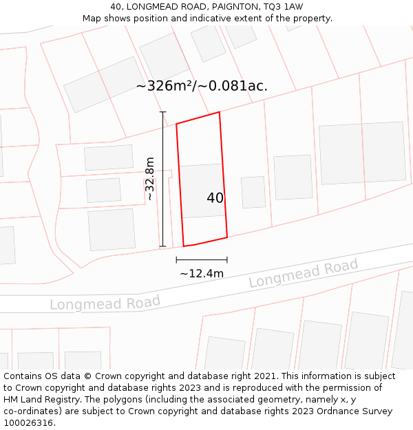 40, LONGMEAD ROAD, PAIGNTON, TQ3 1AW: Plot and title map