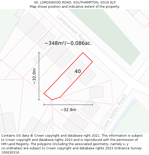 40, LORDSWOOD ROAD, SOUTHAMPTON, SO16 6LP: Plot and title map