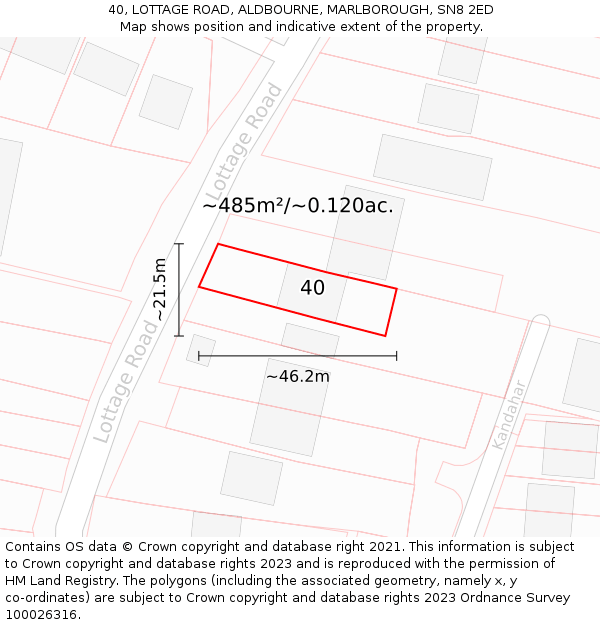 40, LOTTAGE ROAD, ALDBOURNE, MARLBOROUGH, SN8 2ED: Plot and title map