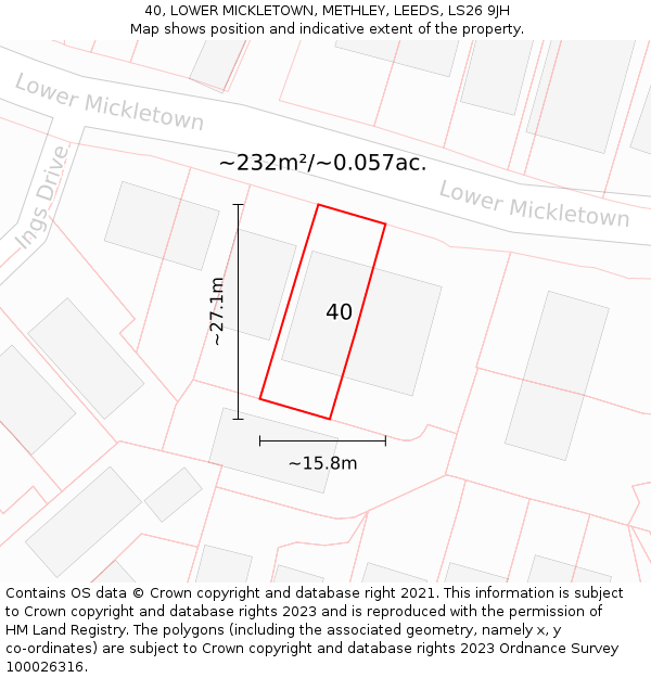 40, LOWER MICKLETOWN, METHLEY, LEEDS, LS26 9JH: Plot and title map