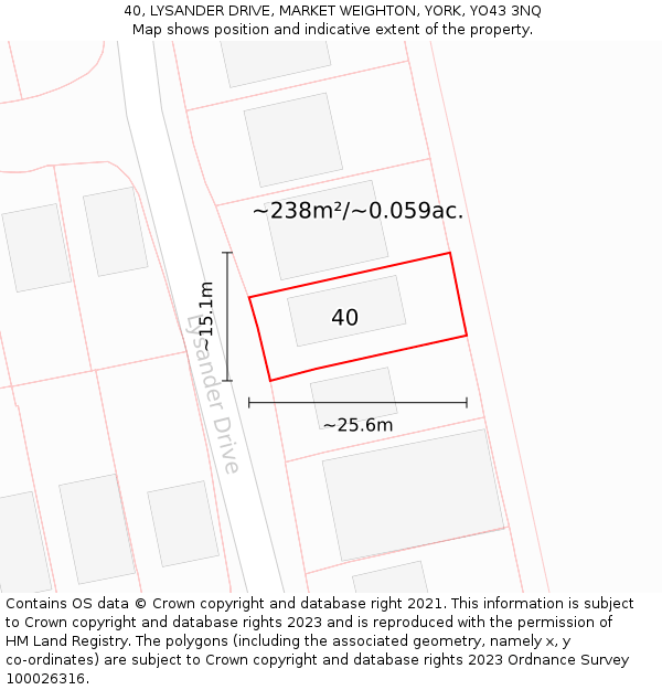 40, LYSANDER DRIVE, MARKET WEIGHTON, YORK, YO43 3NQ: Plot and title map