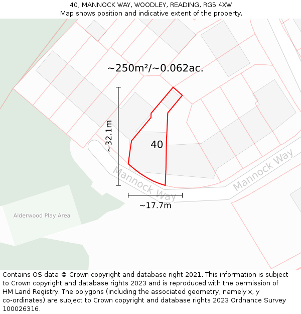 40, MANNOCK WAY, WOODLEY, READING, RG5 4XW: Plot and title map