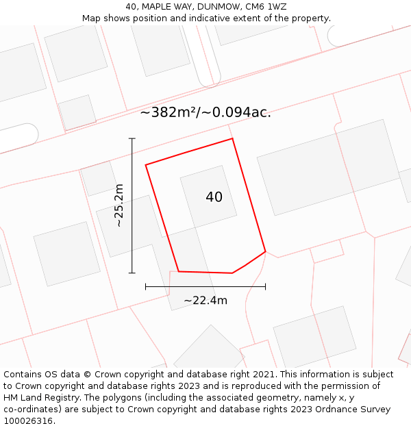 40, MAPLE WAY, DUNMOW, CM6 1WZ: Plot and title map