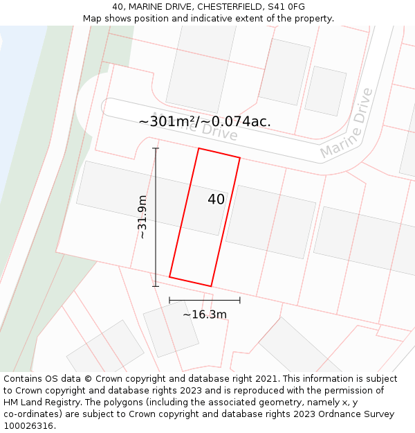 40, MARINE DRIVE, CHESTERFIELD, S41 0FG: Plot and title map
