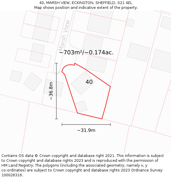 40, MARSH VIEW, ECKINGTON, SHEFFIELD, S21 4EL: Plot and title map