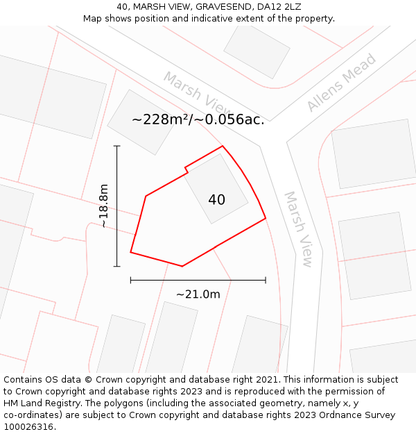 40, MARSH VIEW, GRAVESEND, DA12 2LZ: Plot and title map