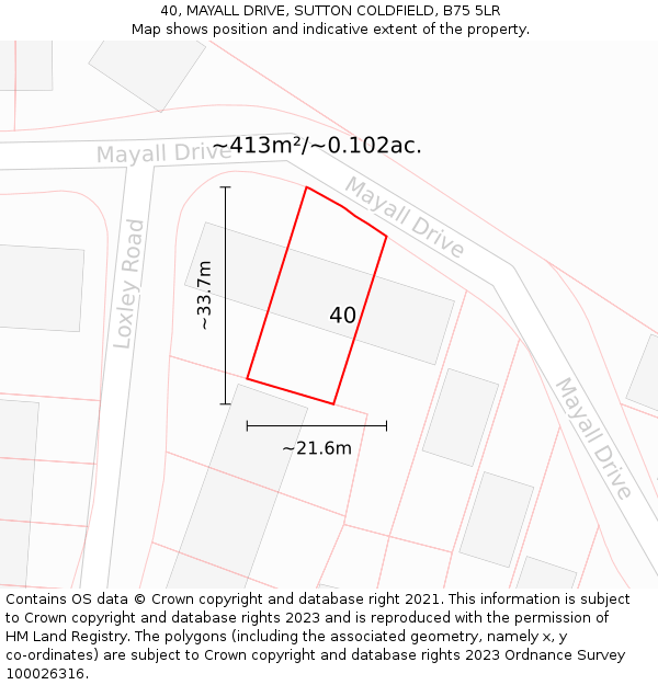 40, MAYALL DRIVE, SUTTON COLDFIELD, B75 5LR: Plot and title map