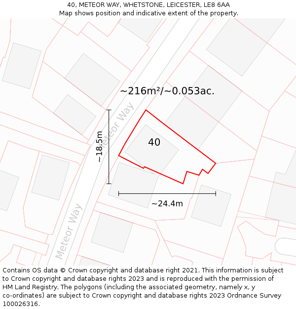 40, METEOR WAY, WHETSTONE, LEICESTER, LE8 6AA: Plot and title map