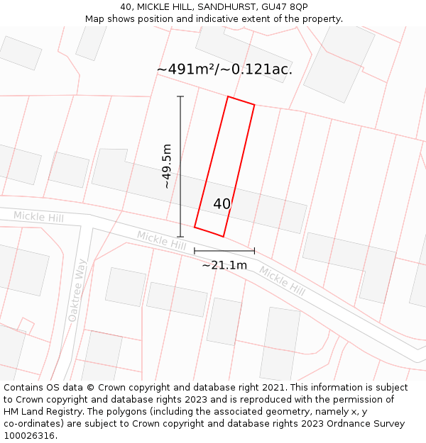 40, MICKLE HILL, SANDHURST, GU47 8QP: Plot and title map