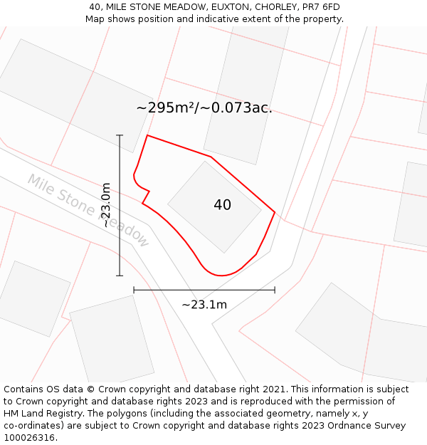 40, MILE STONE MEADOW, EUXTON, CHORLEY, PR7 6FD: Plot and title map