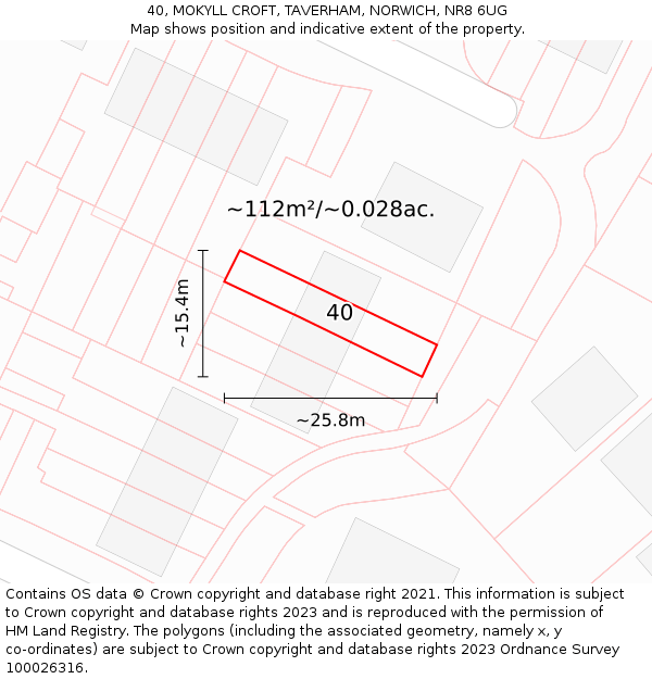 40, MOKYLL CROFT, TAVERHAM, NORWICH, NR8 6UG: Plot and title map