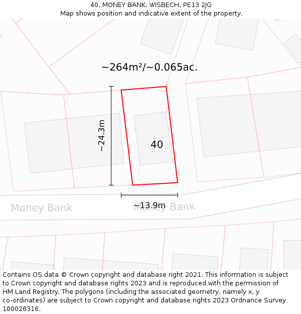 40, MONEY BANK, WISBECH, PE13 2JG: Plot and title map