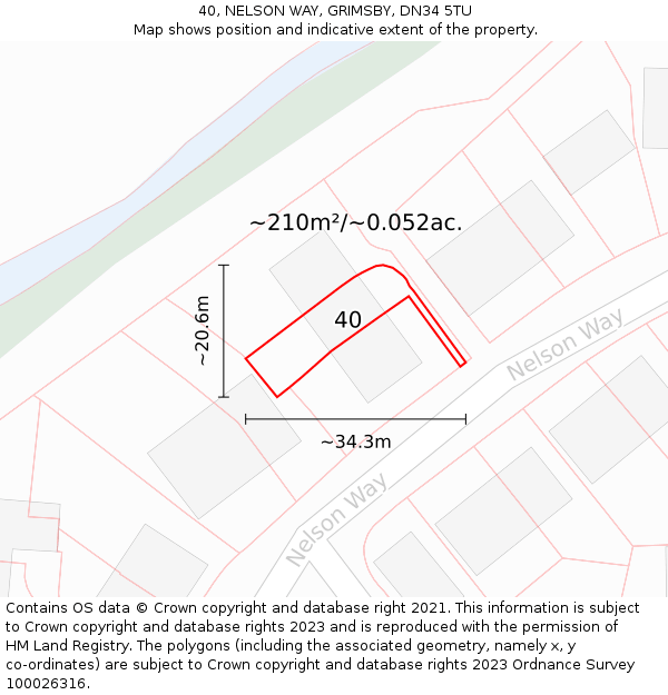 40, NELSON WAY, GRIMSBY, DN34 5TU: Plot and title map