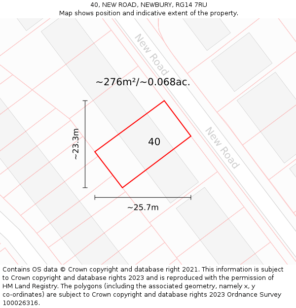 40, NEW ROAD, NEWBURY, RG14 7RU: Plot and title map