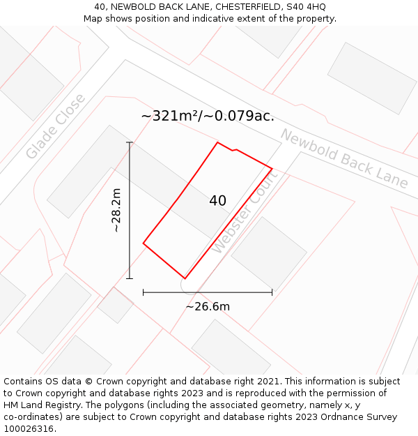 40, NEWBOLD BACK LANE, CHESTERFIELD, S40 4HQ: Plot and title map