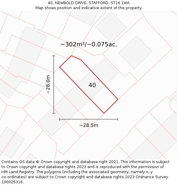40, NEWBOLD DRIVE, STAFFORD, ST16 1WA: Plot and title map