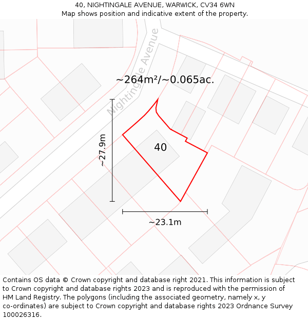 40, NIGHTINGALE AVENUE, WARWICK, CV34 6WN: Plot and title map