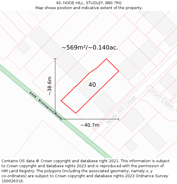 40, NODE HILL, STUDLEY, B80 7RG: Plot and title map
