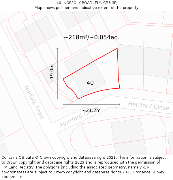 40, NORFOLK ROAD, ELY, CB6 3EJ: Plot and title map