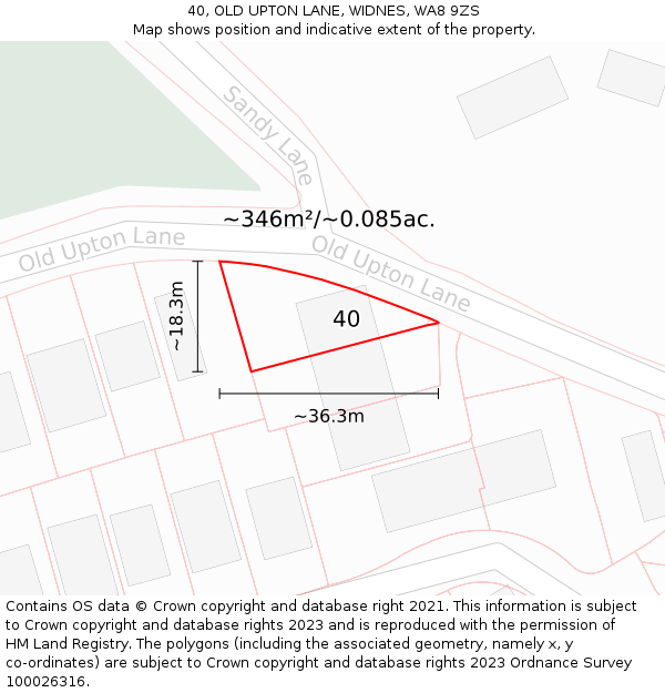 40, OLD UPTON LANE, WIDNES, WA8 9ZS: Plot and title map