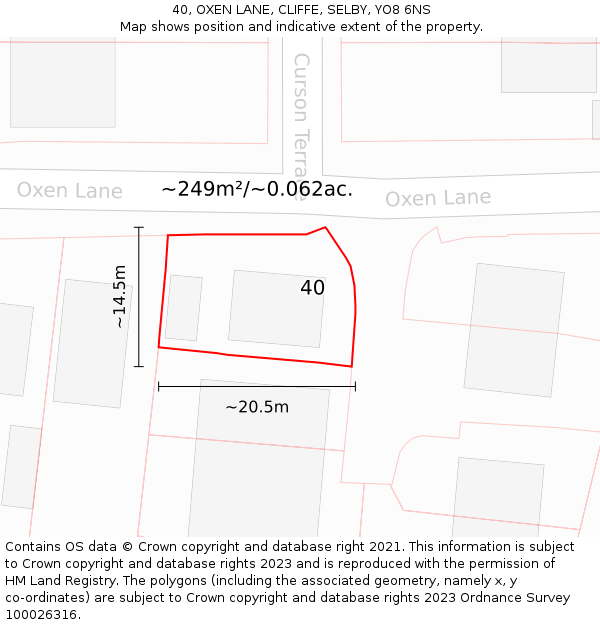 40, OXEN LANE, CLIFFE, SELBY, YO8 6NS: Plot and title map