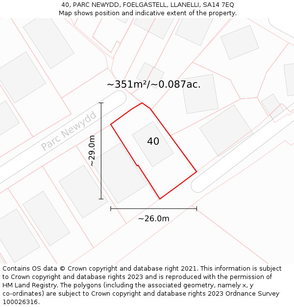 40, PARC NEWYDD, FOELGASTELL, LLANELLI, SA14 7EQ: Plot and title map