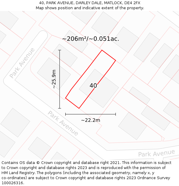 40, PARK AVENUE, DARLEY DALE, MATLOCK, DE4 2FX: Plot and title map