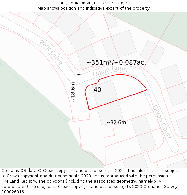 40, PARK DRIVE, LEEDS, LS12 6JB: Plot and title map
