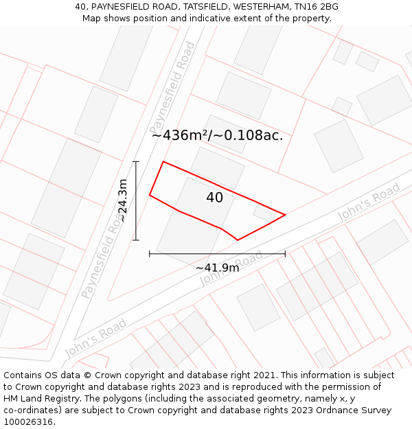 40, PAYNESFIELD ROAD, TATSFIELD, WESTERHAM, TN16 2BG: Plot and title map