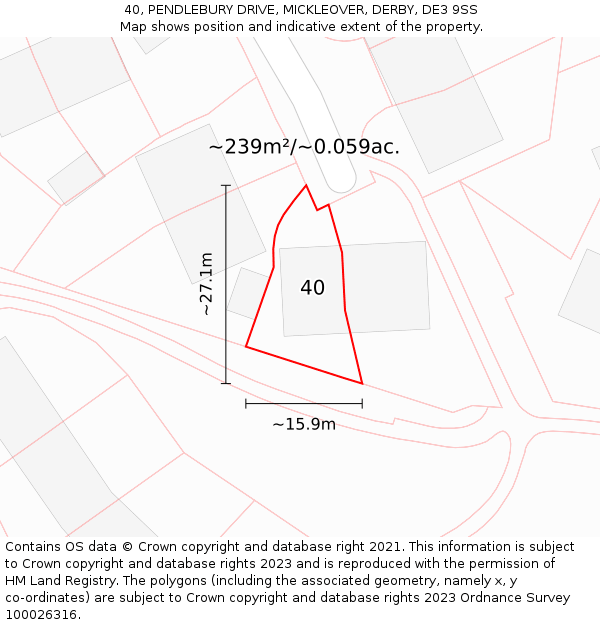 40, PENDLEBURY DRIVE, MICKLEOVER, DERBY, DE3 9SS: Plot and title map