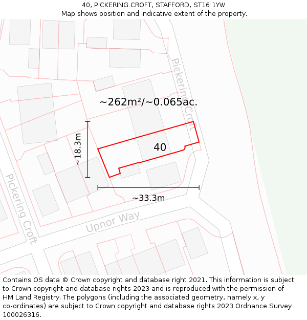 40, PICKERING CROFT, STAFFORD, ST16 1YW: Plot and title map