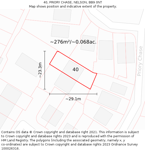 40, PRIORY CHASE, NELSON, BB9 0NT: Plot and title map