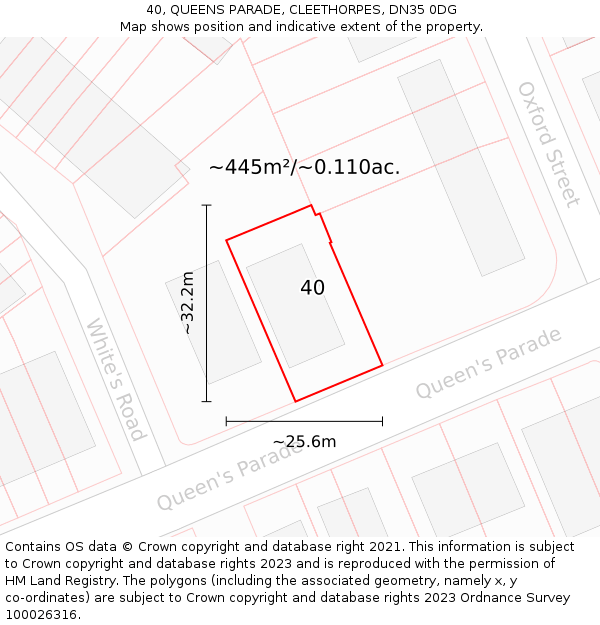 40, QUEENS PARADE, CLEETHORPES, DN35 0DG: Plot and title map