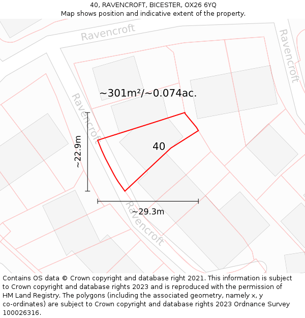 40, RAVENCROFT, BICESTER, OX26 6YQ: Plot and title map