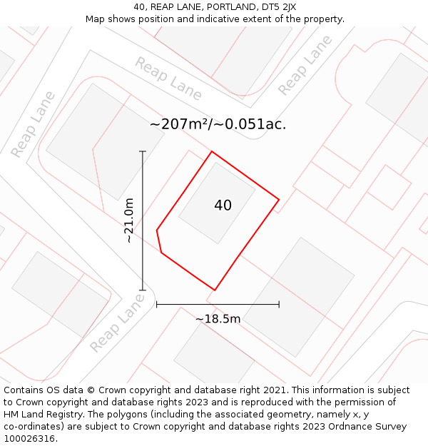 40, REAP LANE, PORTLAND, DT5 2JX: Plot and title map