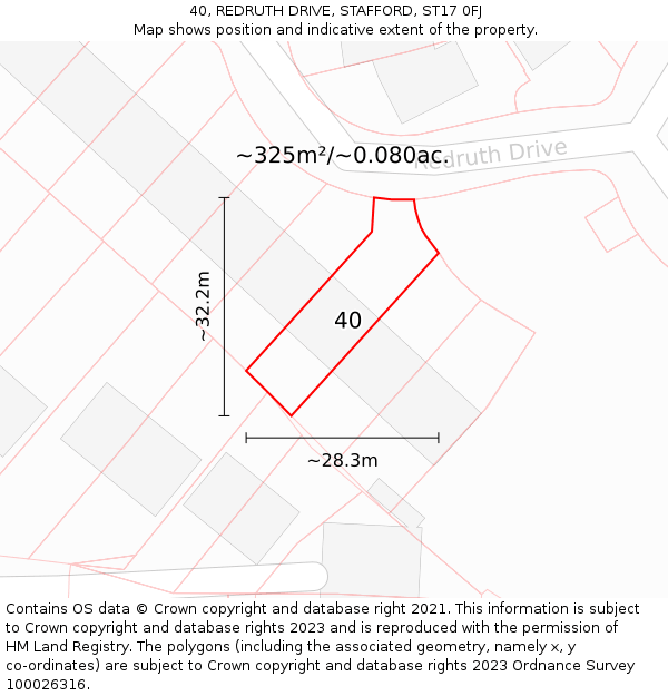 40, REDRUTH DRIVE, STAFFORD, ST17 0FJ: Plot and title map