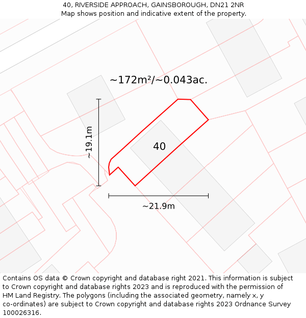 40, RIVERSIDE APPROACH, GAINSBOROUGH, DN21 2NR: Plot and title map