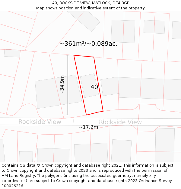 40, ROCKSIDE VIEW, MATLOCK, DE4 3GP: Plot and title map