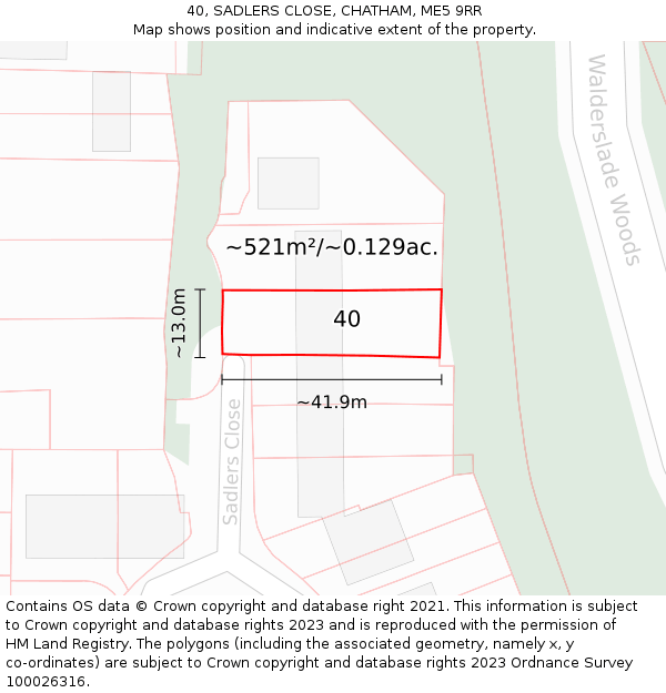 40, SADLERS CLOSE, CHATHAM, ME5 9RR: Plot and title map