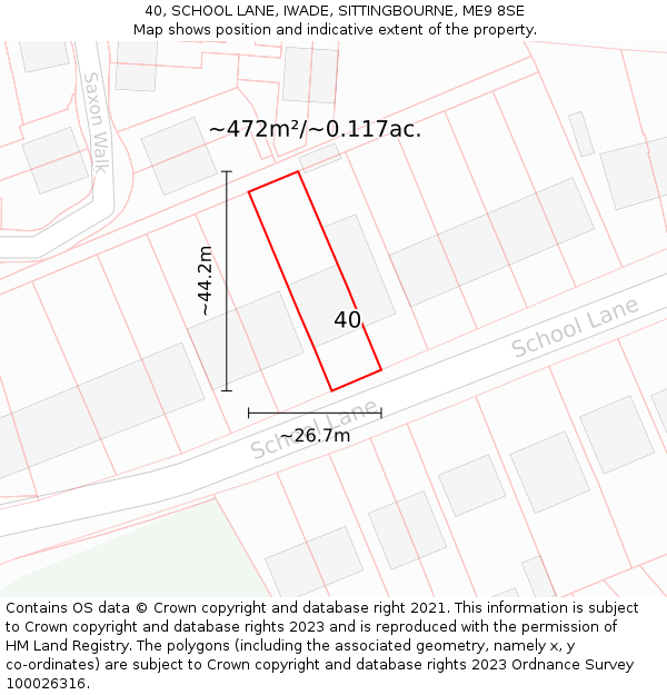 40, SCHOOL LANE, IWADE, SITTINGBOURNE, ME9 8SE: Plot and title map