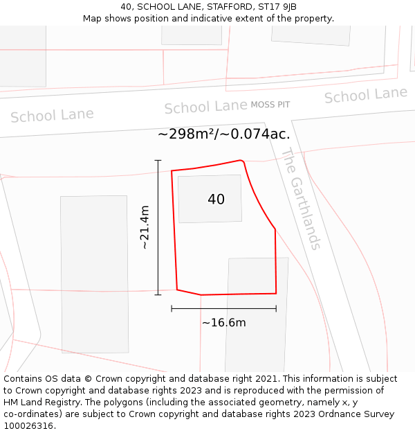 40, SCHOOL LANE, STAFFORD, ST17 9JB: Plot and title map