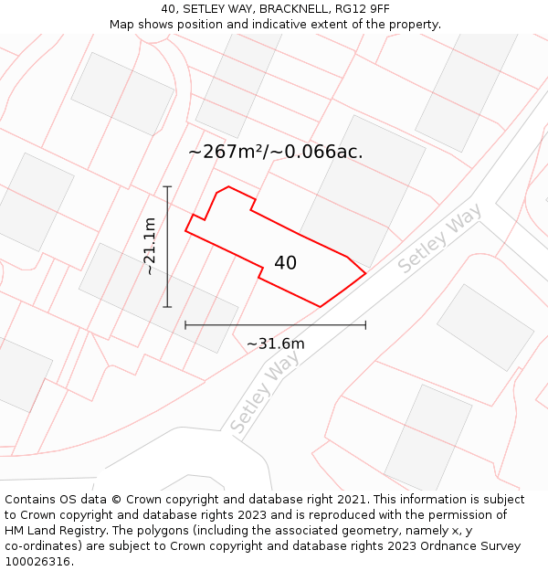 40, SETLEY WAY, BRACKNELL, RG12 9FF: Plot and title map