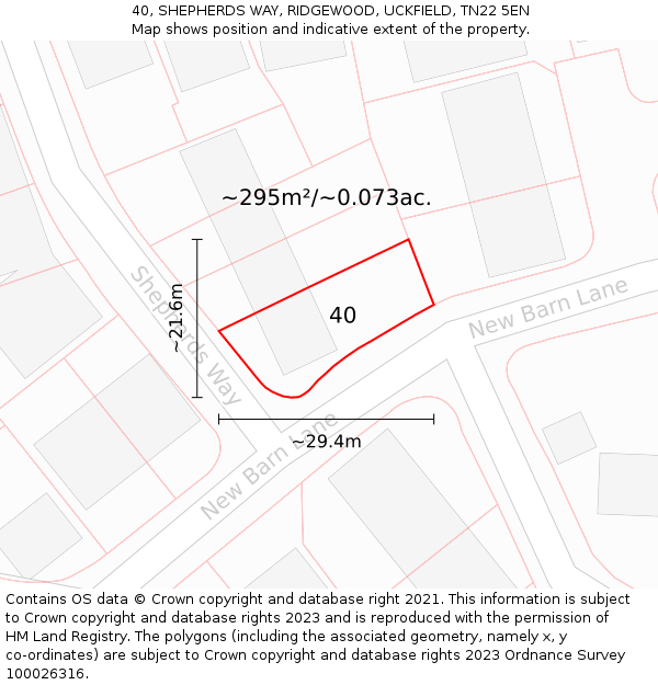 40, SHEPHERDS WAY, RIDGEWOOD, UCKFIELD, TN22 5EN: Plot and title map