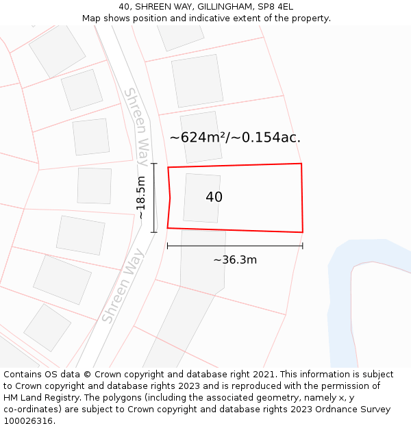 40, SHREEN WAY, GILLINGHAM, SP8 4EL: Plot and title map