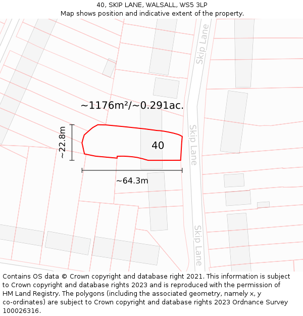 40, SKIP LANE, WALSALL, WS5 3LP: Plot and title map